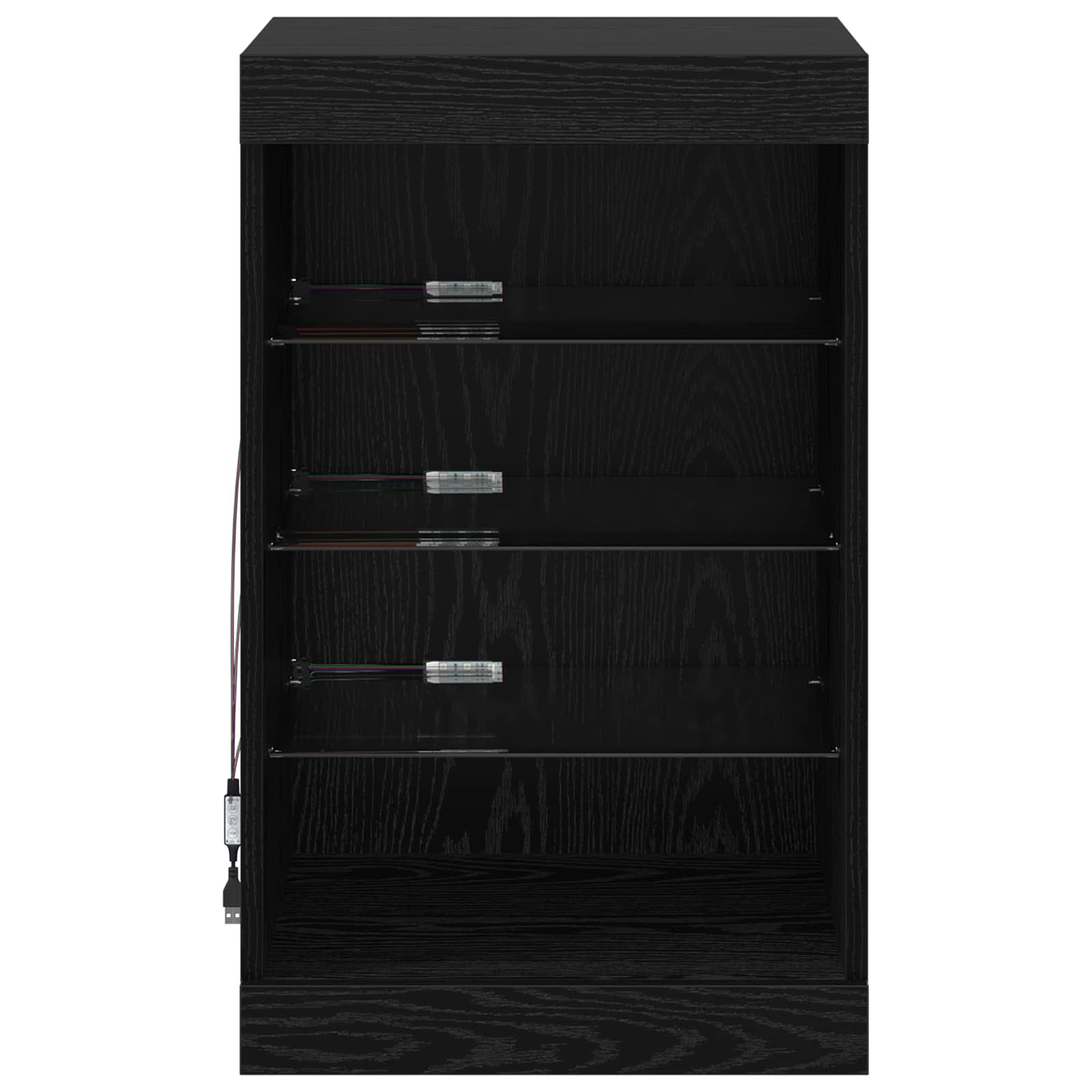 vidaXL LED Sideboard Black Oak 41 x 37 x 67 cm Engineered Wood 6