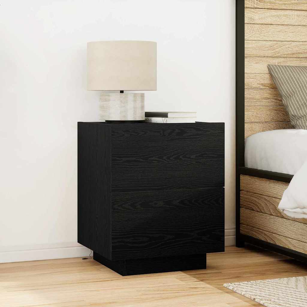 vidaXL Bedside Cabinet Black Oak 45 x 40 x 55 cm Engineered Wood 1