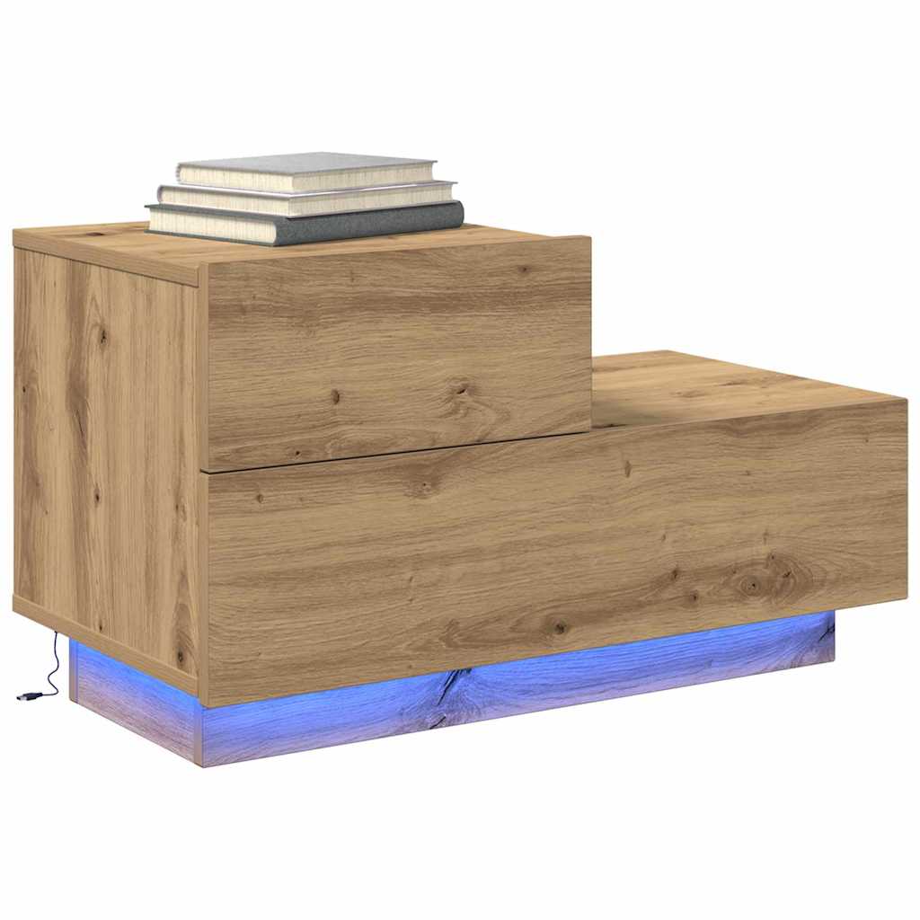 vidaXL Bedside Cabinet Artisan Oak 70 x 36 x 40.5 cm Engineered Wood 3