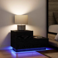 vidaXL Bedside Cabinet Black Oak 70 x 36 x 40.5 cm Engineered Wood 4