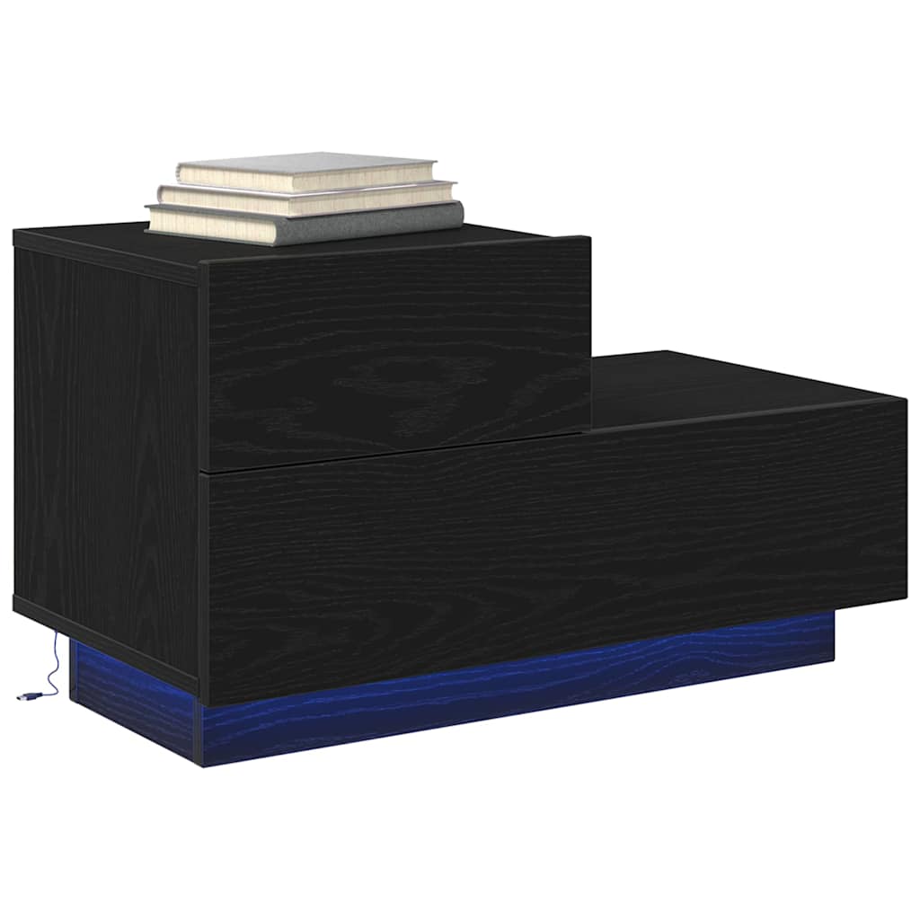 vidaXL Bedside Cabinet Black Oak 70 x 36 x 40.5 cm Engineered Wood 3