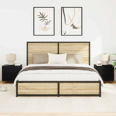 vidaXL Bedside Cabinet 2 pcs Black Oak 50 x 39 x 41 cm Engineered Wood 4