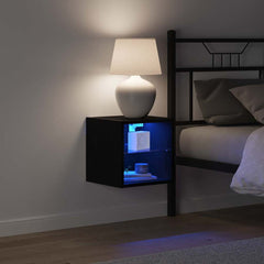 vidaXL LED Wall Bedside Cabinet 2 pcs Black 30 x 28.5 x 30 cm 5