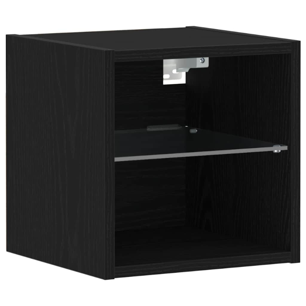 vidaXL LED Wall Bedside Cabinet 2 pcs Black 30 x 28.5 x 30 cm 6