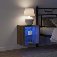 vidaXL Floating Shelf with LED Light 2 pcs Brown 40 x 28.5 x 40 cm 6