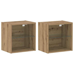 vidaXL Floating Shelf with LED Light 2 pcs Brown 40 x 28.5 x 40 cm 2