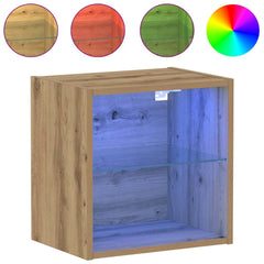 vidaXL Floating Shelf with LED Light 2 pcs Brown 40 x 28.5 x 40 cm 4