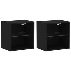 vidaXL Floating Shelf with LED Light 2 pcs Black 40 x 28.5 x 40 cm 2