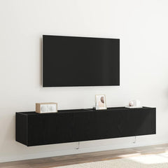 TV Wall Cabinets with LED Lights 80x35x31 cm 2 pcs Black oak