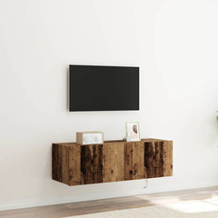 vidaXL TV Wall Cabinet with LED Lights Width 100 cm