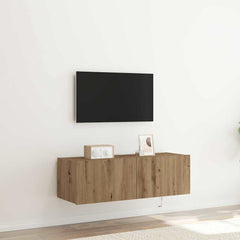 vidaXL TV Wall Cabinet with LED Lights Width 100 cm