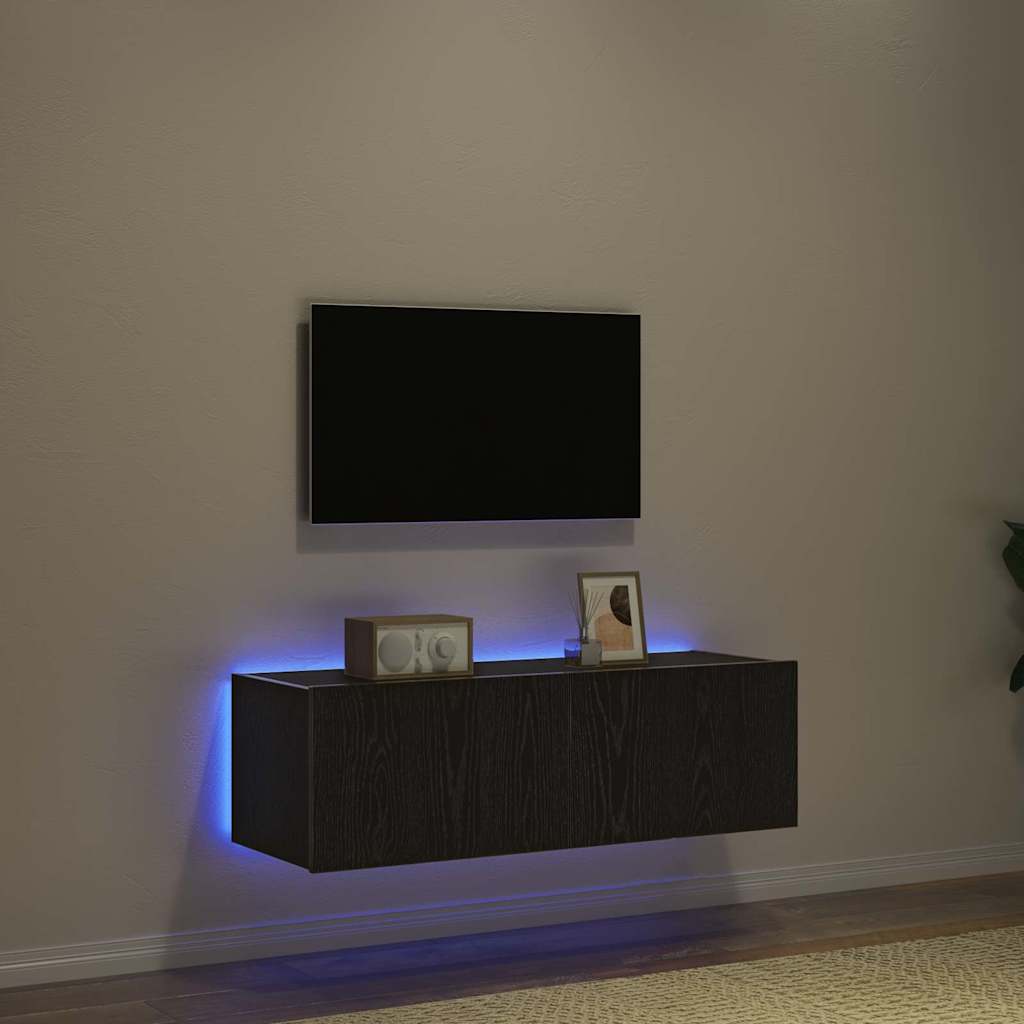 vidaXL TV Wall Cabinet 2 pcs Black Oak Engineered Wood 5