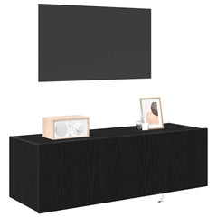vidaXL TV Wall Cabinet 2 pcs Black Oak Engineered Wood 3