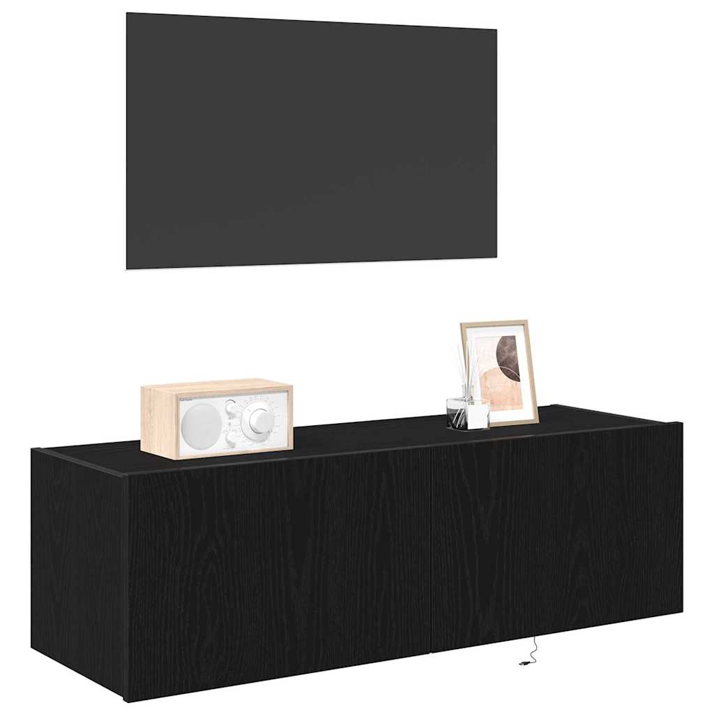 vidaXL TV Wall Cabinet 2 pcs Black Oak Engineered Wood 3