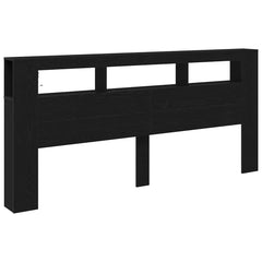 vidaXL LED Headboard Black Oak Engineered Wood 5