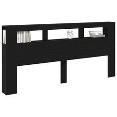 vidaXL LED Headboard Black Oak Engineered Wood 3