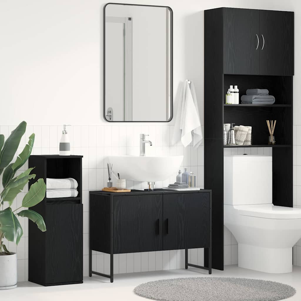 vidaXL Bathroom Sink Cabinet Black Oak 80 x 30 x 60 cm Engineered Wood 1