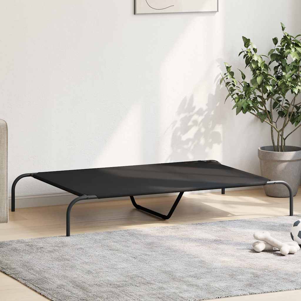 vidaXL Elevated Dog Bed Black 130x80x20 cm Oxford Fabric and Steel 3