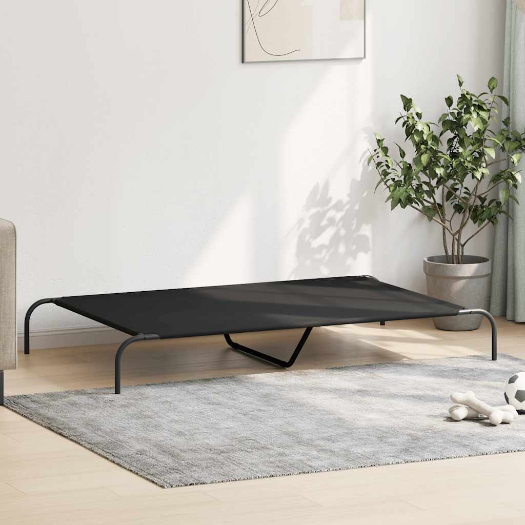 vidaXL Elevated Dog Bed Black 150x90x20 cm Oxford Fabric and Steel 3