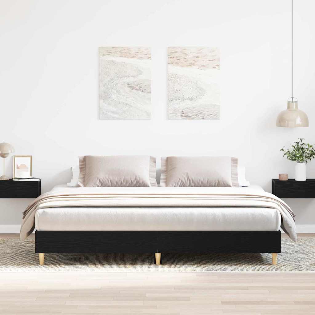 vidaXL Bed Frame Engineered Wood Black Oak