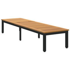 Sun lounger Reclining Grey 200 x 55 x 35 cm Solid Acacia Wood Natural and black