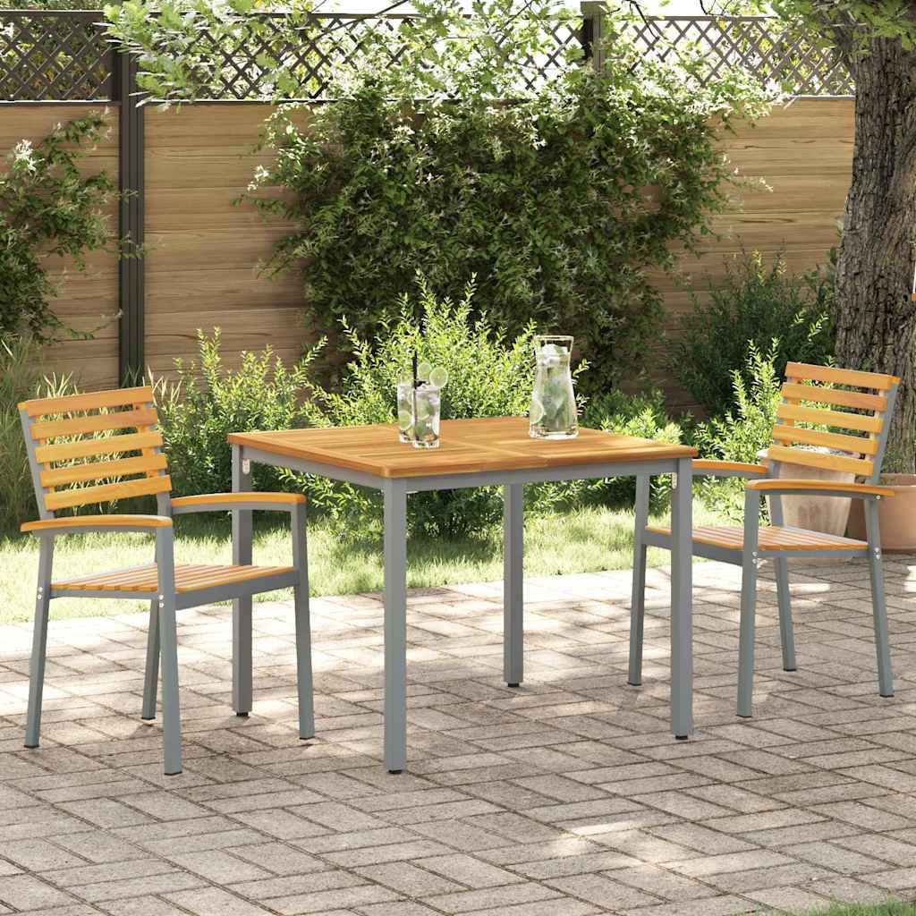 vidaXL Garden Chair 2 pcs Brown Solid Acacia Wood Stackable 1