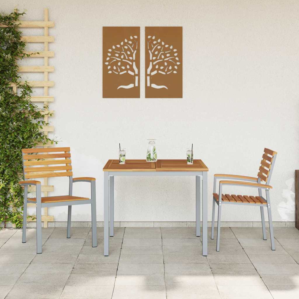 vidaXL Garden Chair 2 pcs Brown Solid Acacia Wood Stackable 3