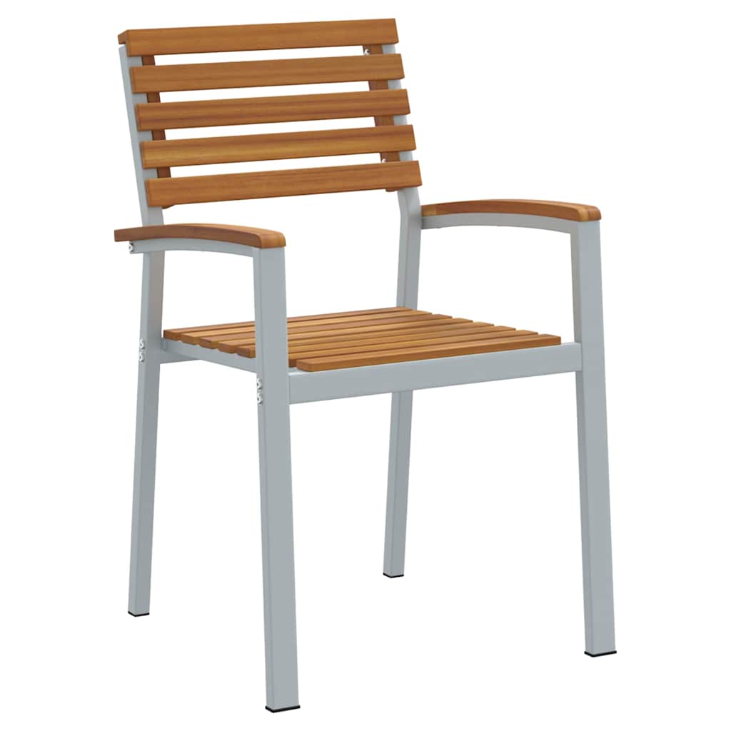 vidaXL Garden Chair 2 pcs Brown Solid Acacia Wood Stackable 4