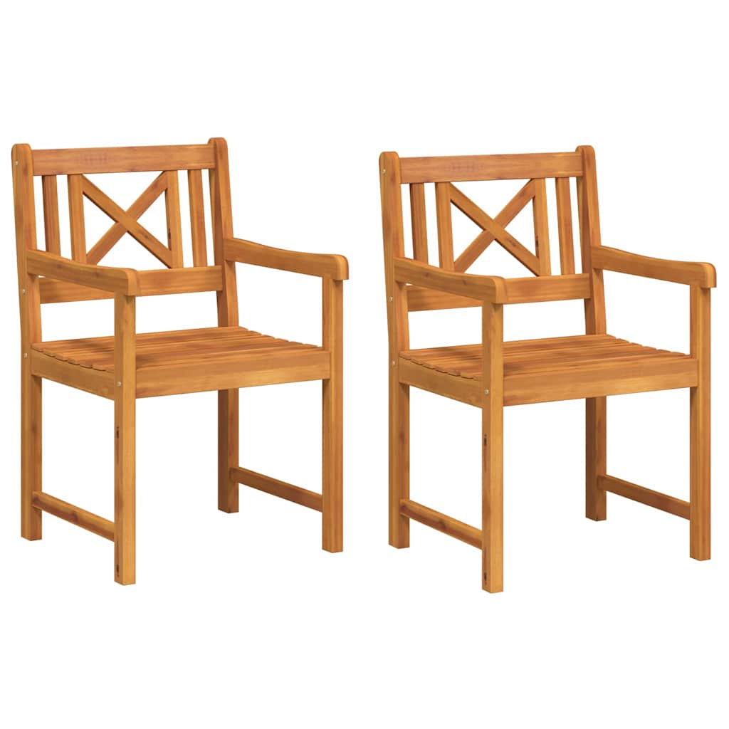 Garden Chairs Natural Solid Acacia Wood Cross slatted 2