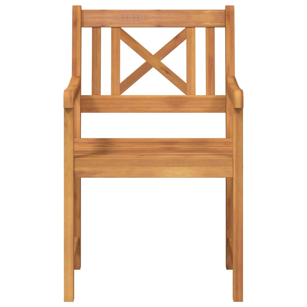 Garden Chairs Natural Solid Acacia Wood Cross slatted 2