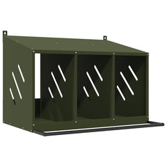 vidaXL Chicken Nesting Box with 3 Compartments Olive Green Metal 2