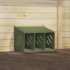 vidaXL Chicken Nesting Box with 3 Compartments Olive Green Metal 4