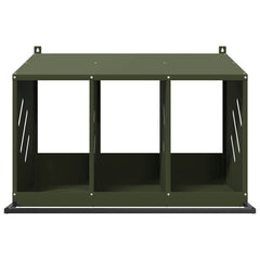 vidaXL Chicken Nesting Box with 3 Compartments Olive Green Metal 5