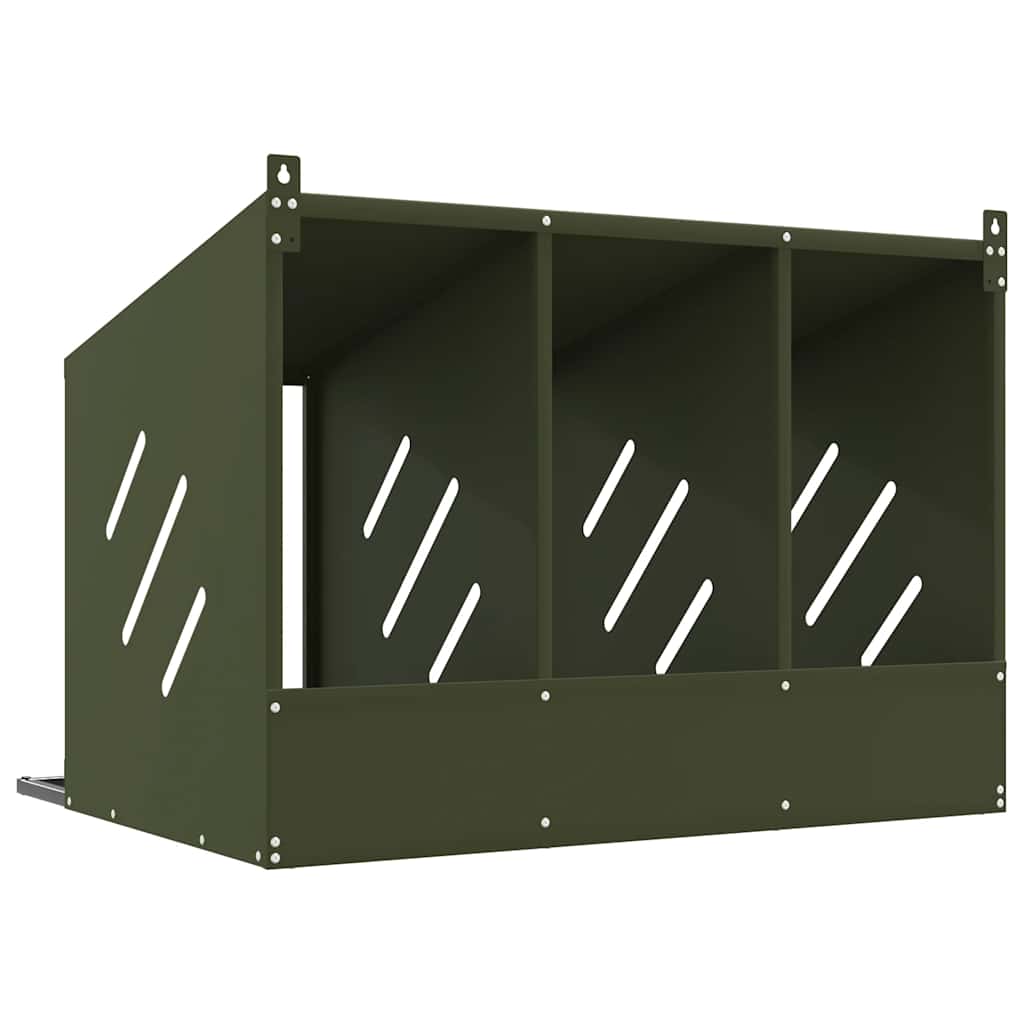 Chicken Nesting Box with 4 Compartments Metal Olive Green 80 cm 59.5 cm 64 cm