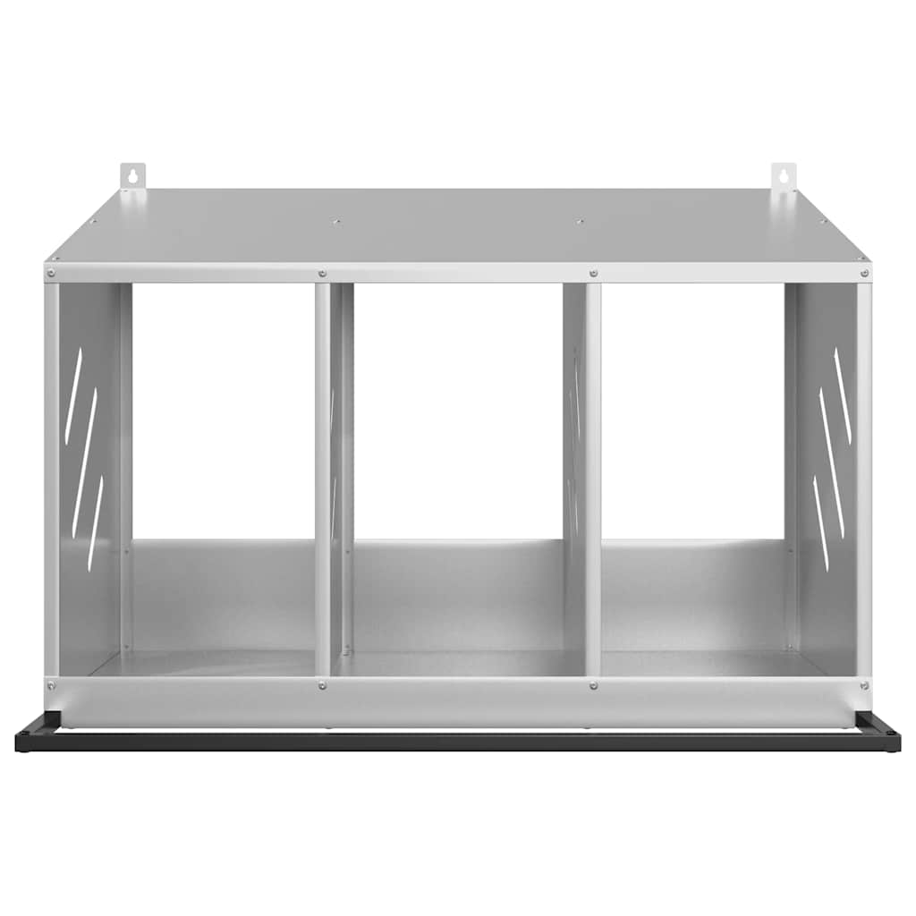 vidaXL Chicken Nesting Box with 3 Compartments Galvanized Silver Metal 5