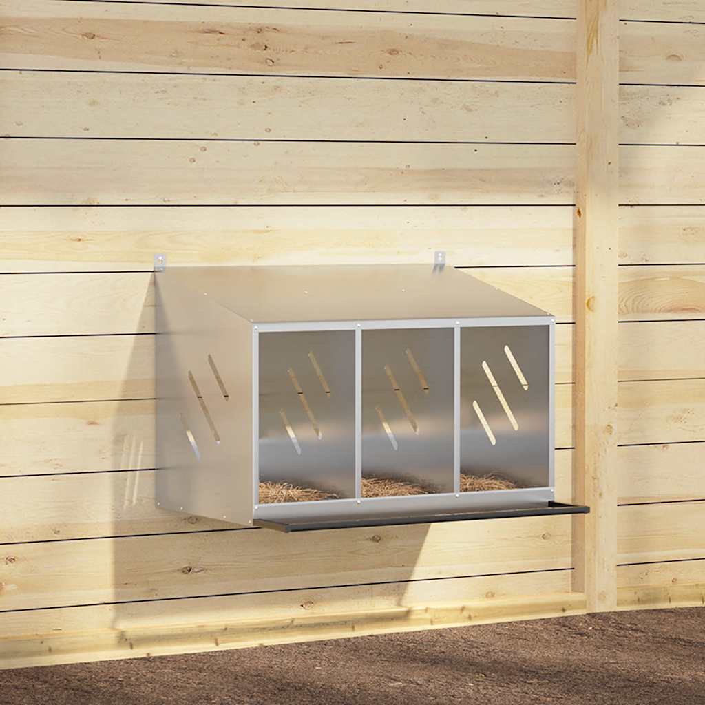Chicken Nesting Box with 4 Compartments Metal Galvanized silver 80 cm