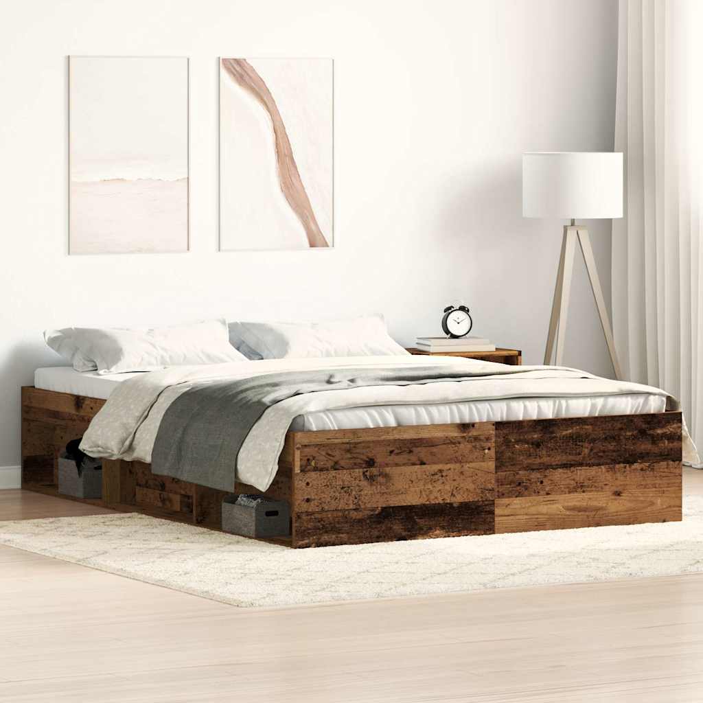 Bed Frame without Mattress 135x190 cm Double Old wood