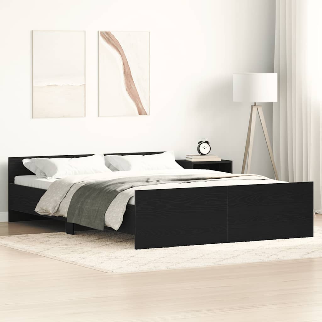 Bed Frame without Mattress 140x200 cm Black oak