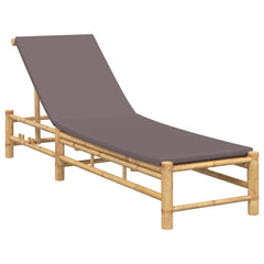 Sun Lounger with Cushions 55x199x30 cm Bamboo Dark grey
