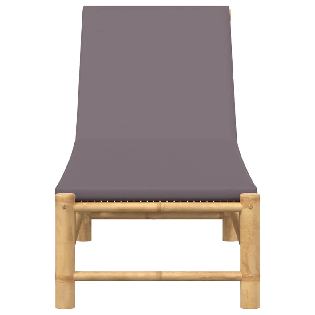 Sun Lounger with Cushions 55x199x30 cm Bamboo Dark grey
