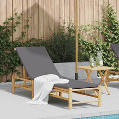Sun Lounger with Cushions 55x199x30 cm Bamboo Dark grey