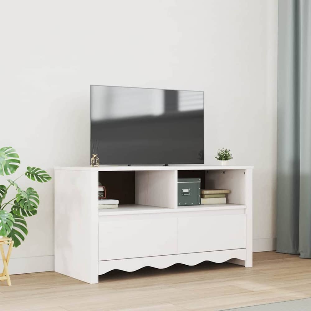 vidaXL TV Cabinet Drammen 99 x 43 x 55 cm White Solid Pine wood 1