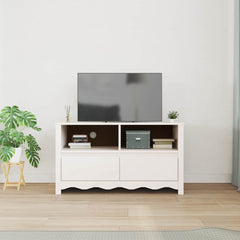 vidaXL TV Cabinet Drammen 99 x 43 x 55 cm White Solid Pine wood 4