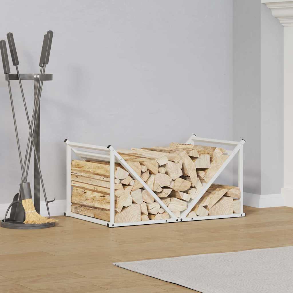 vidaXL Firewood Rack White 70x43x34.5 cm Cold-rolled steel 1