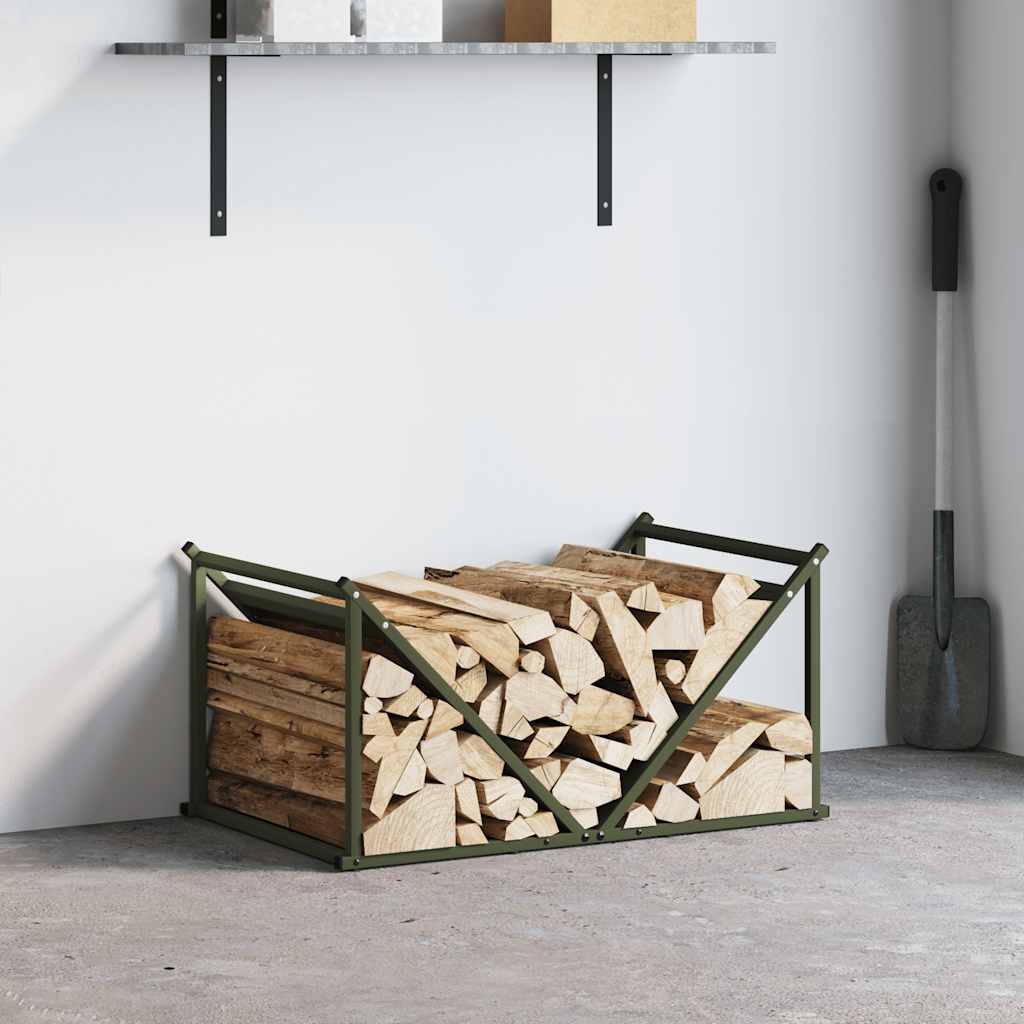 vidaXL Firewood Rack Olive Green 70x43x34.5 cm Cold-rolled steel 3