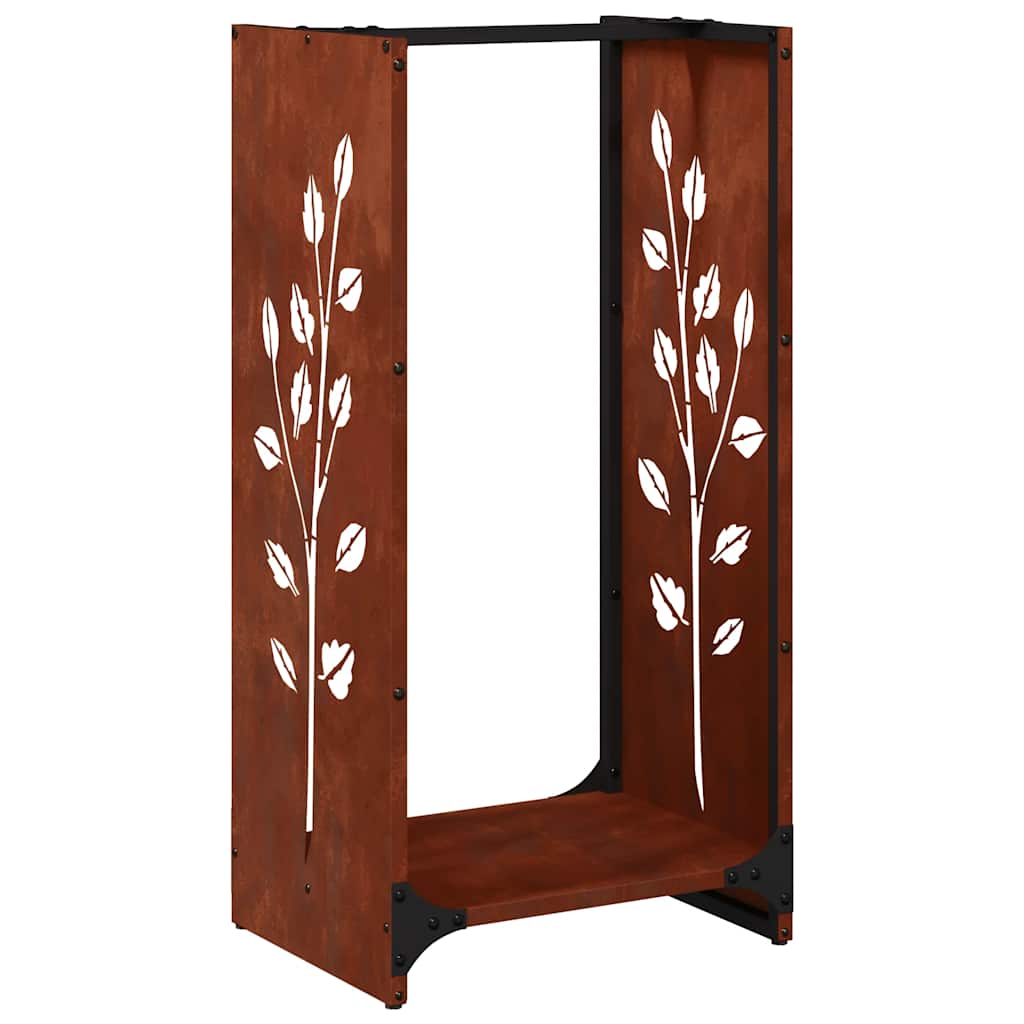 vidaXL Firewood Rack 40x30x80 cm Weathering Steel 2