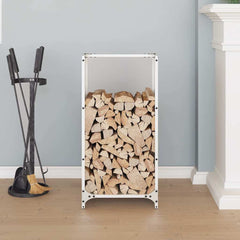 vidaXL Firewood Rack White 40x30x80 cm Cold-rolled steel 3