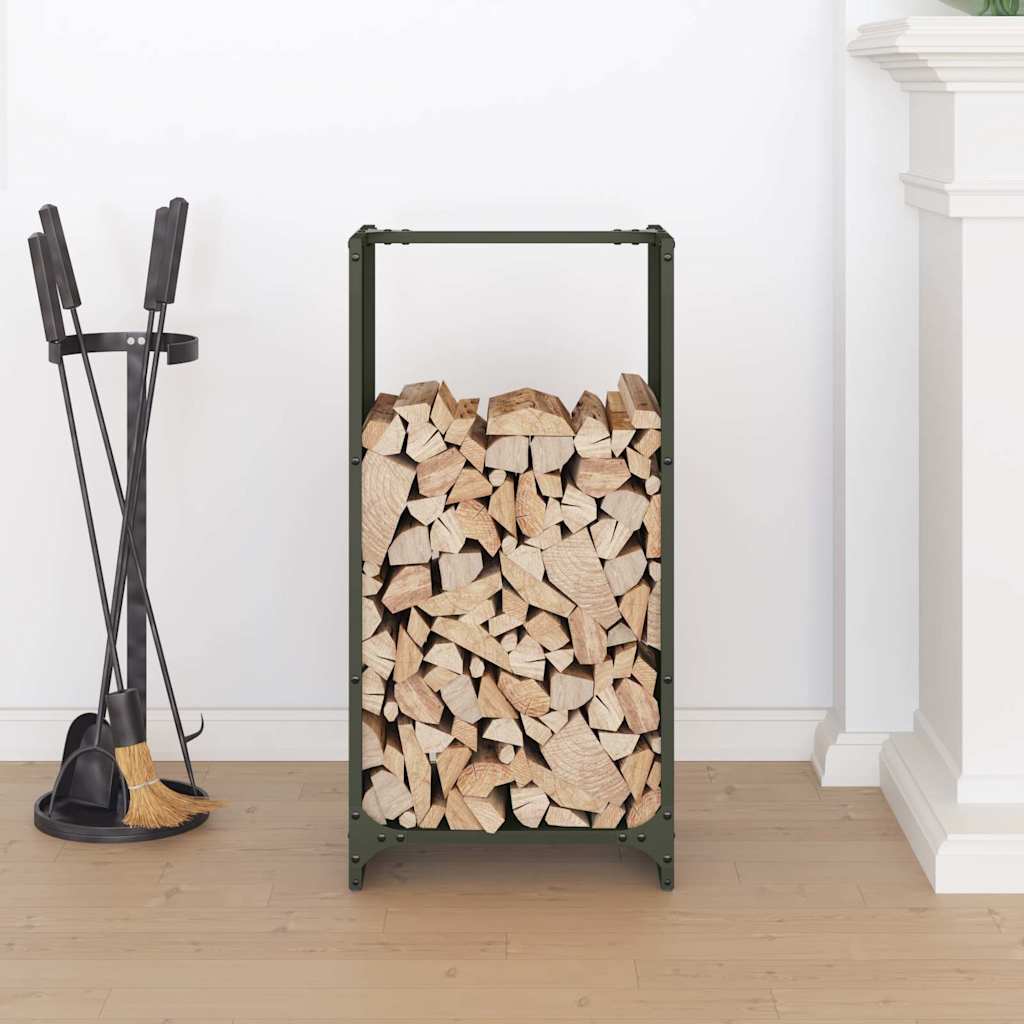 vidaXL Firewood Rack Olive Green 40x30x80 cm Cold-rolled steel 3