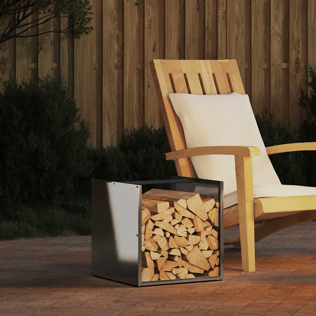 vidaXL Firewood Rack 40x40x40 cm Stainless Steel 1
