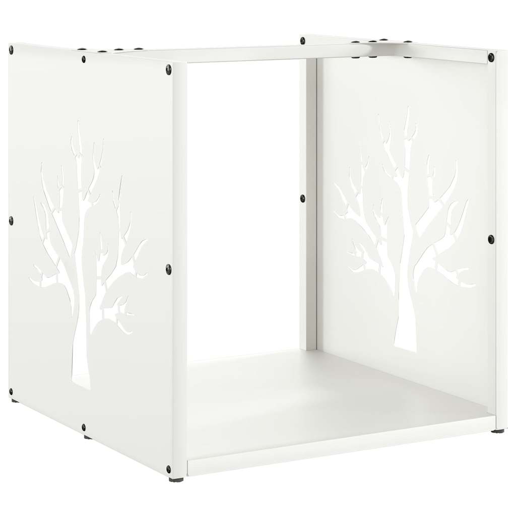 vidaXL Firewood Rack White 40x40x40 cm Cold-rolled steel 2